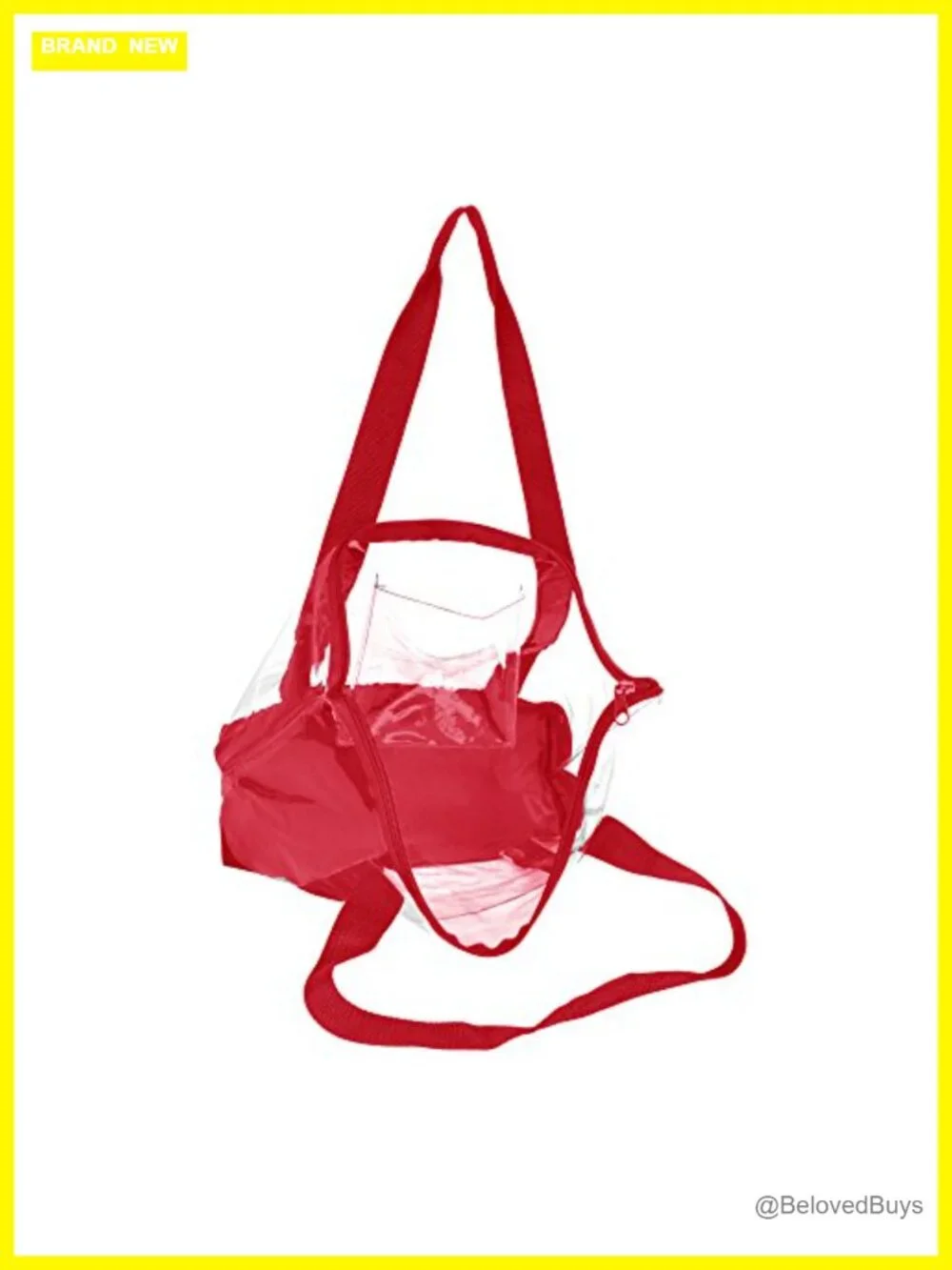 Clear PVC Shopping Tote with Zipper Top, Security Work Bag, Large Shoulder